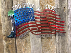 God Guns Guts Flag Steel Art