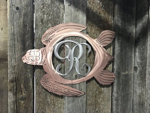 Sea Turtle Monogram Steel Decor