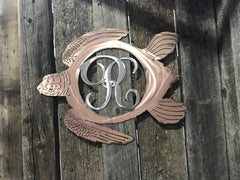 Sea Turtle Monogram Steel Decor