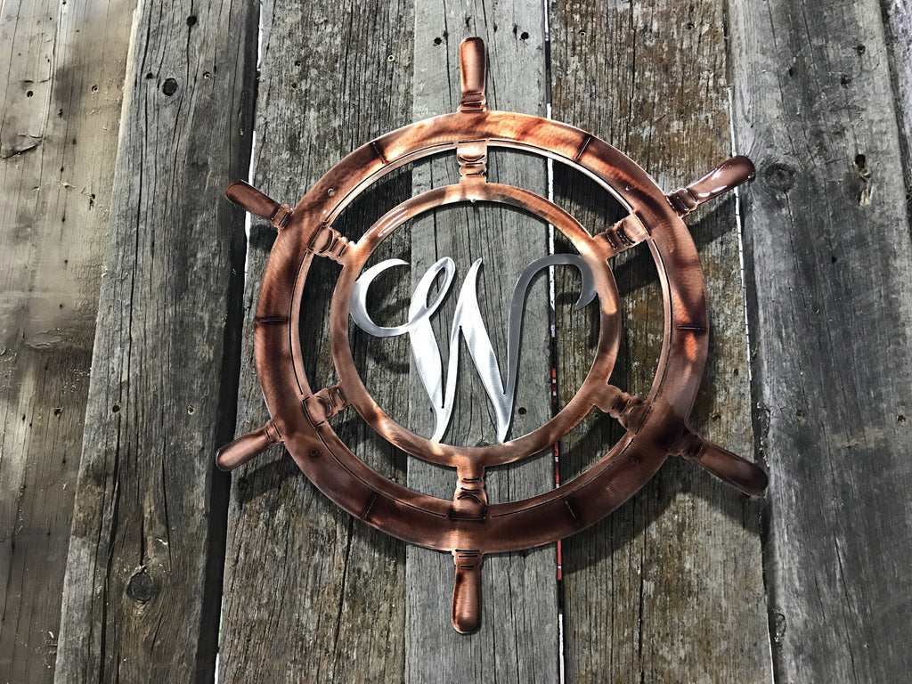 Captains Wheel Monogram Steel Decor