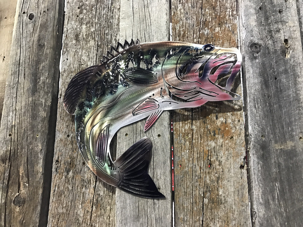 High Gloss Bass Fish Steel Decor