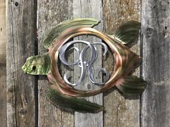 Sea Turtle Monogram Steel Decor